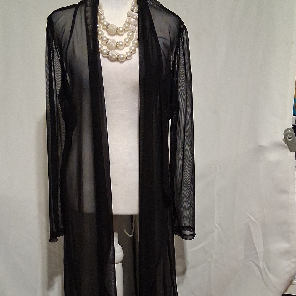 Sheer Black Long Sheer Kimono